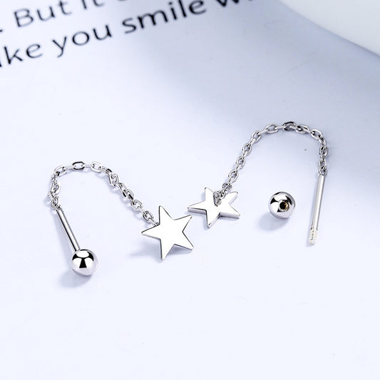 Star Tassel Pull Through 925 Sterling Silver Earrings