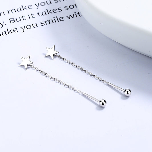 Star Tassel Pull Through 925 Sterling Silver Earrings