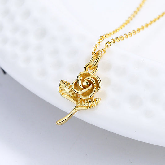 Rose Charm 925 Sterling Silver Necklace