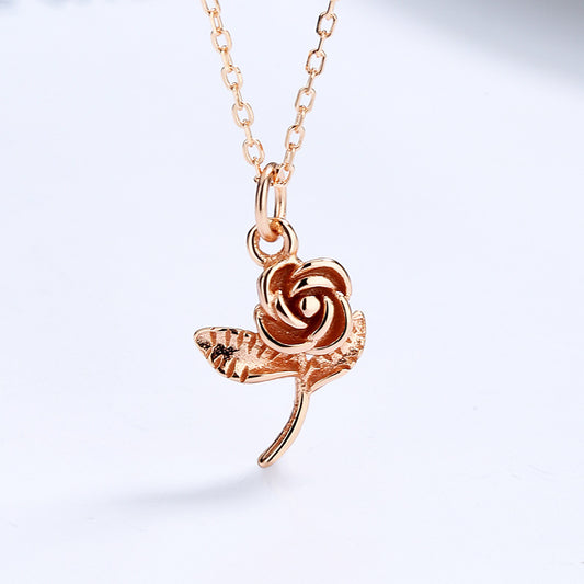 Rose Charm 925 Sterling Silver Necklace