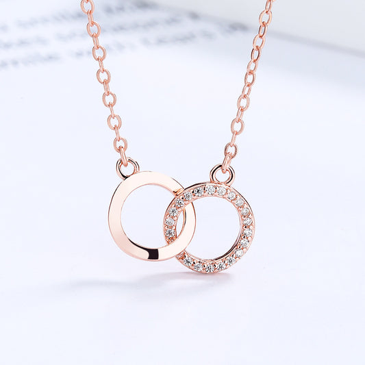 Interlocked Circles 925 Sterling Silver Necklace