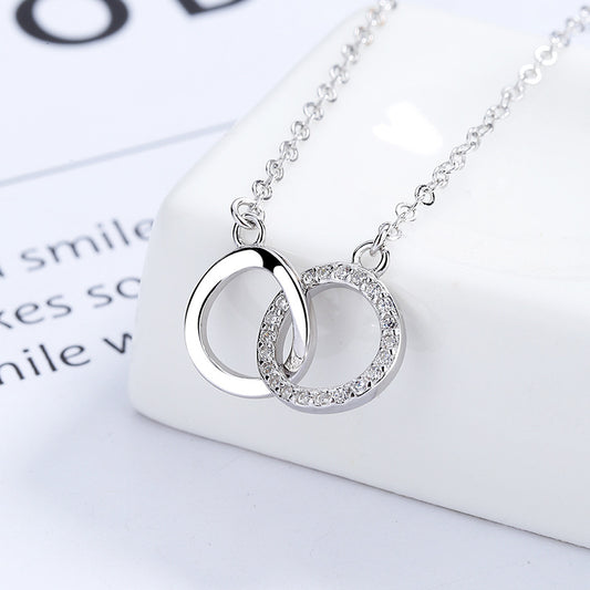 Interlocked Circles 925 Sterling Silver Necklace