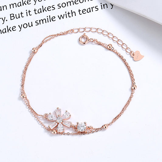 Romantic Cherry Blossom 925 Sterling Silver Bracelet