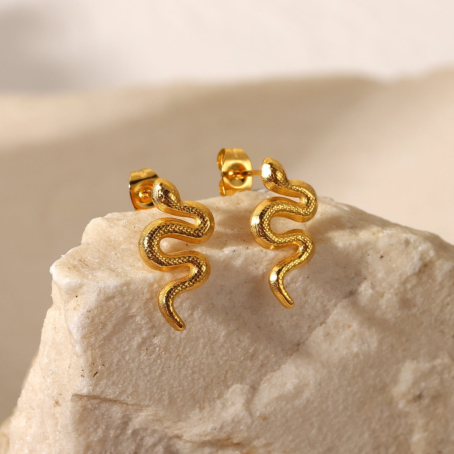 Twisting Snake 18K Gold-Plated Ear Studs