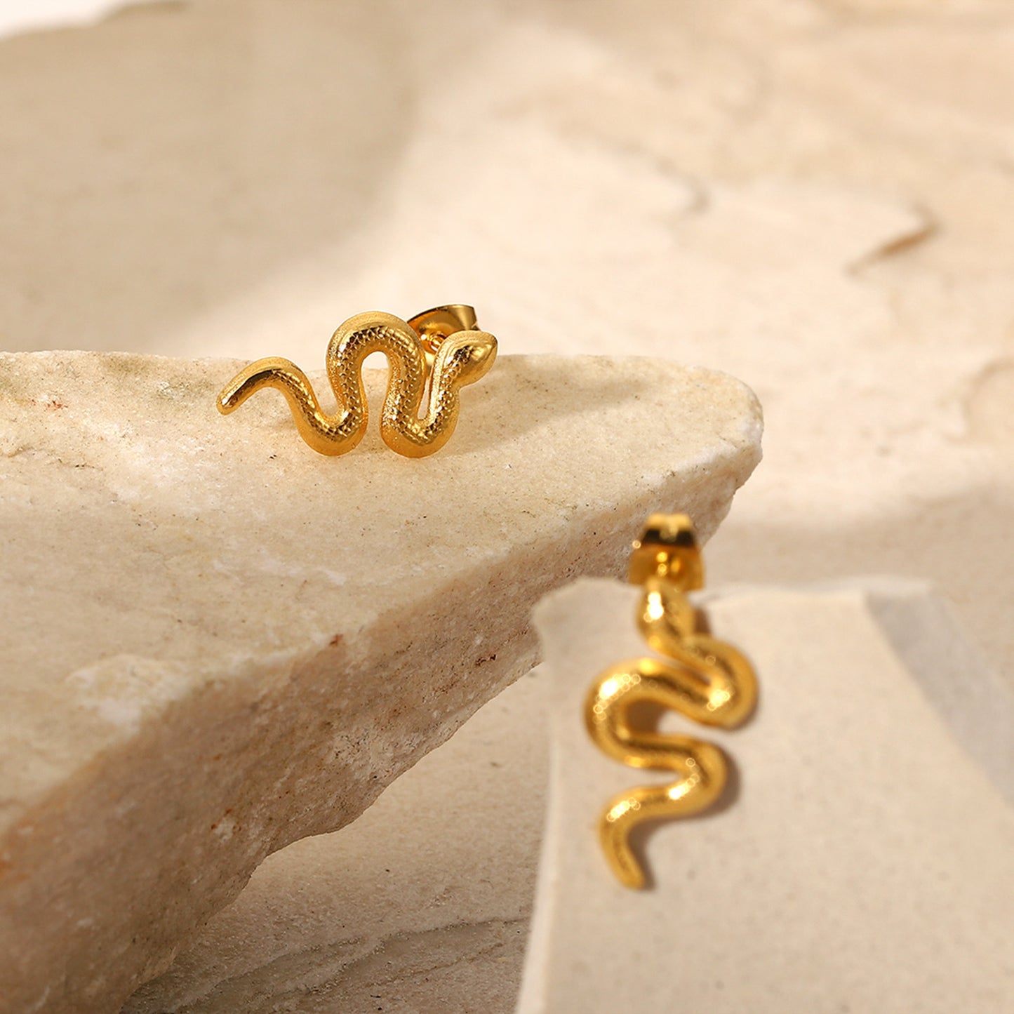 Twisting Snake 18K Gold-Plated Ear Studs