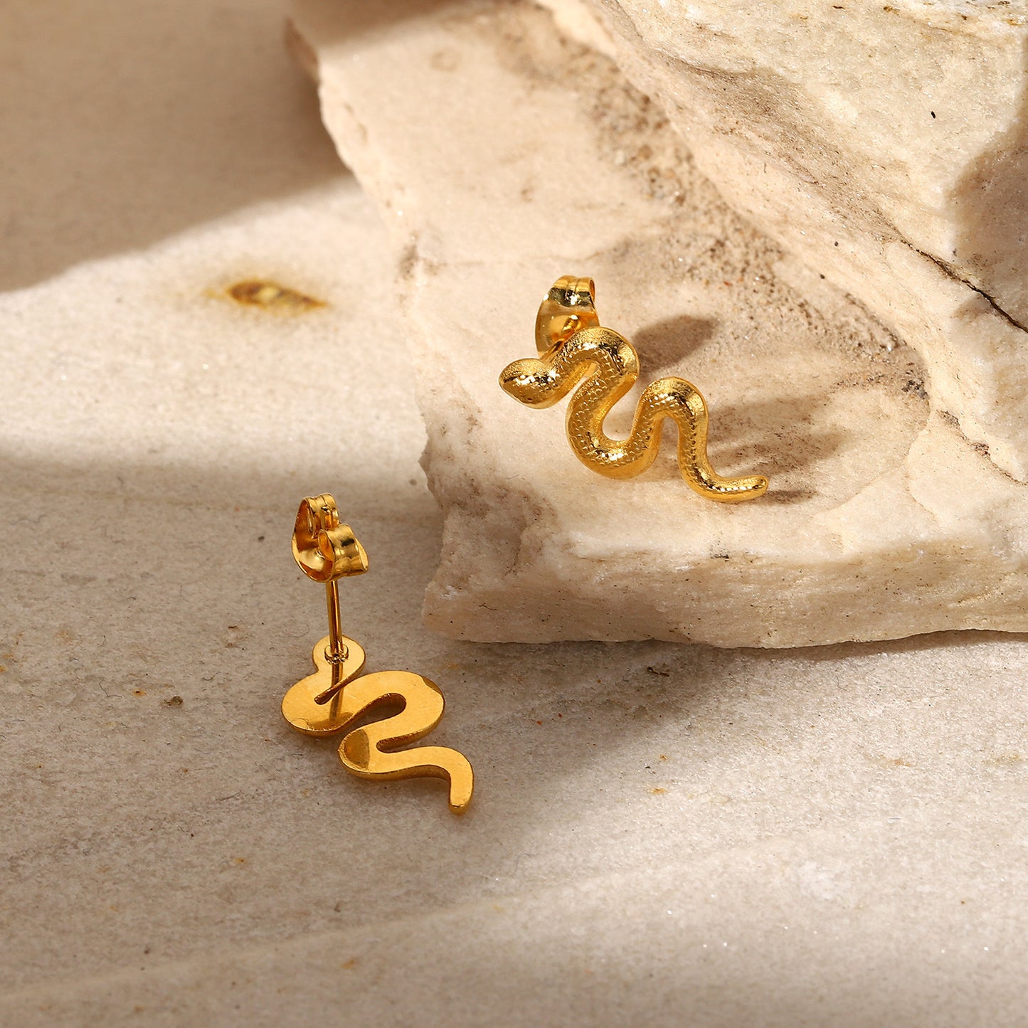 Twisting Snake 18K Gold-Plated Ear Studs