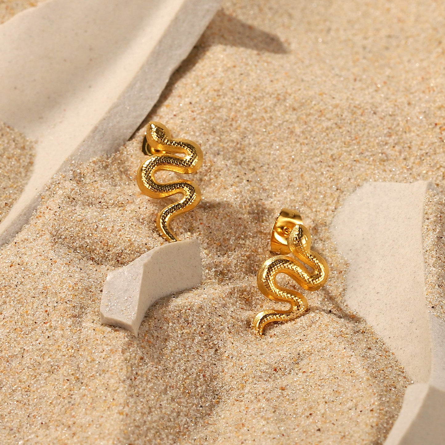 Twisting Snake 18K Gold-Plated Ear Studs