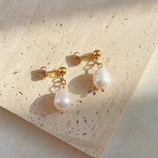 Freshwater Pearl 18K PVD Earrings