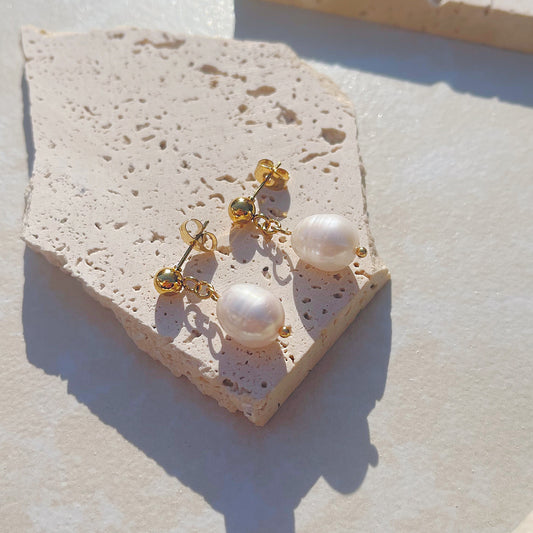 Freshwater Pearl 18K PVD Earrings