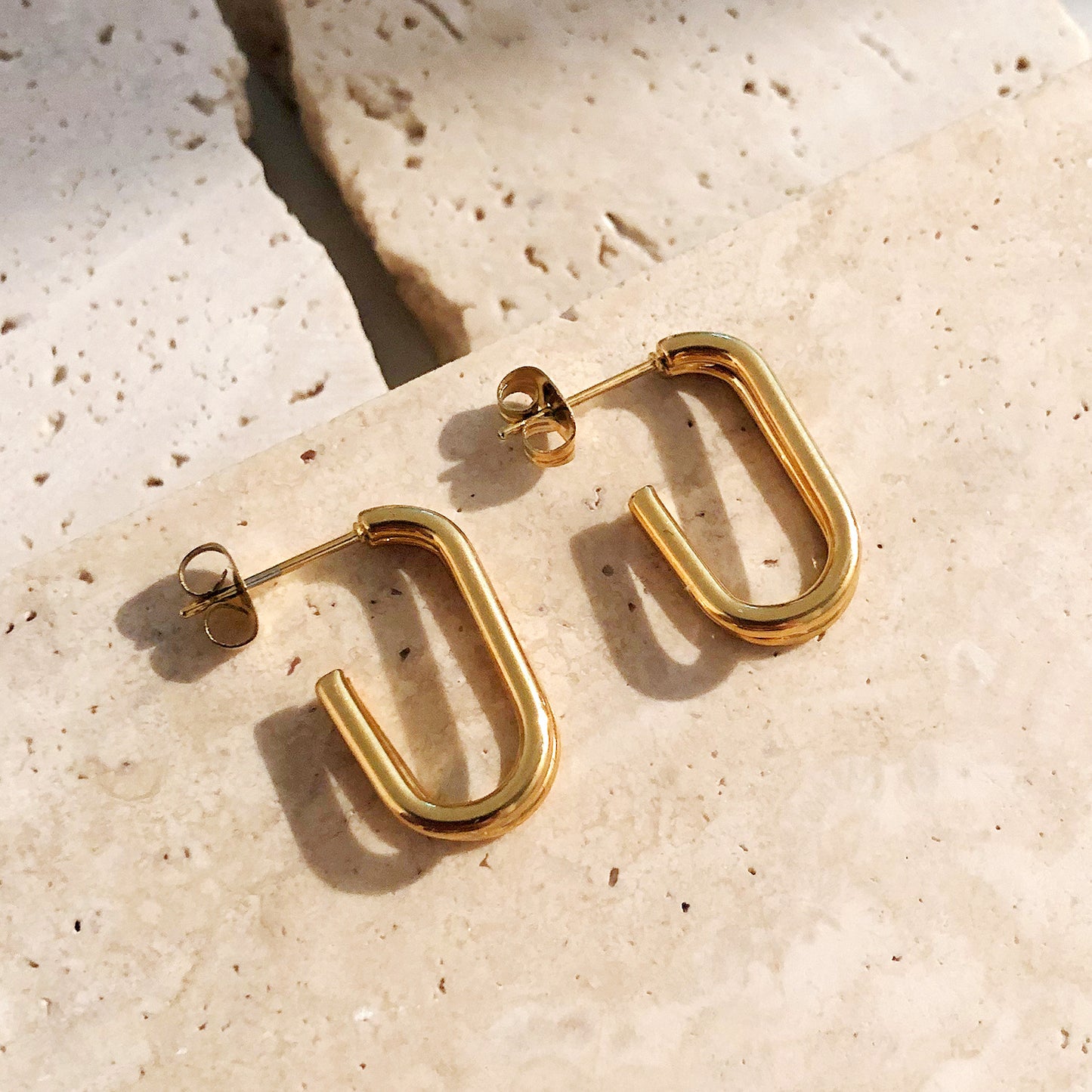 Double Layered Oval Hoops 18K Gold-Plated Earrings