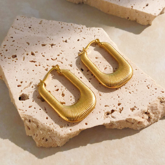 Textured U-Shaped 18K Gold-Plated Earrings