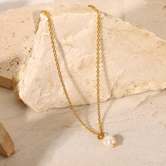 Classy Pearl Charm 18K Gold Plated Necklace