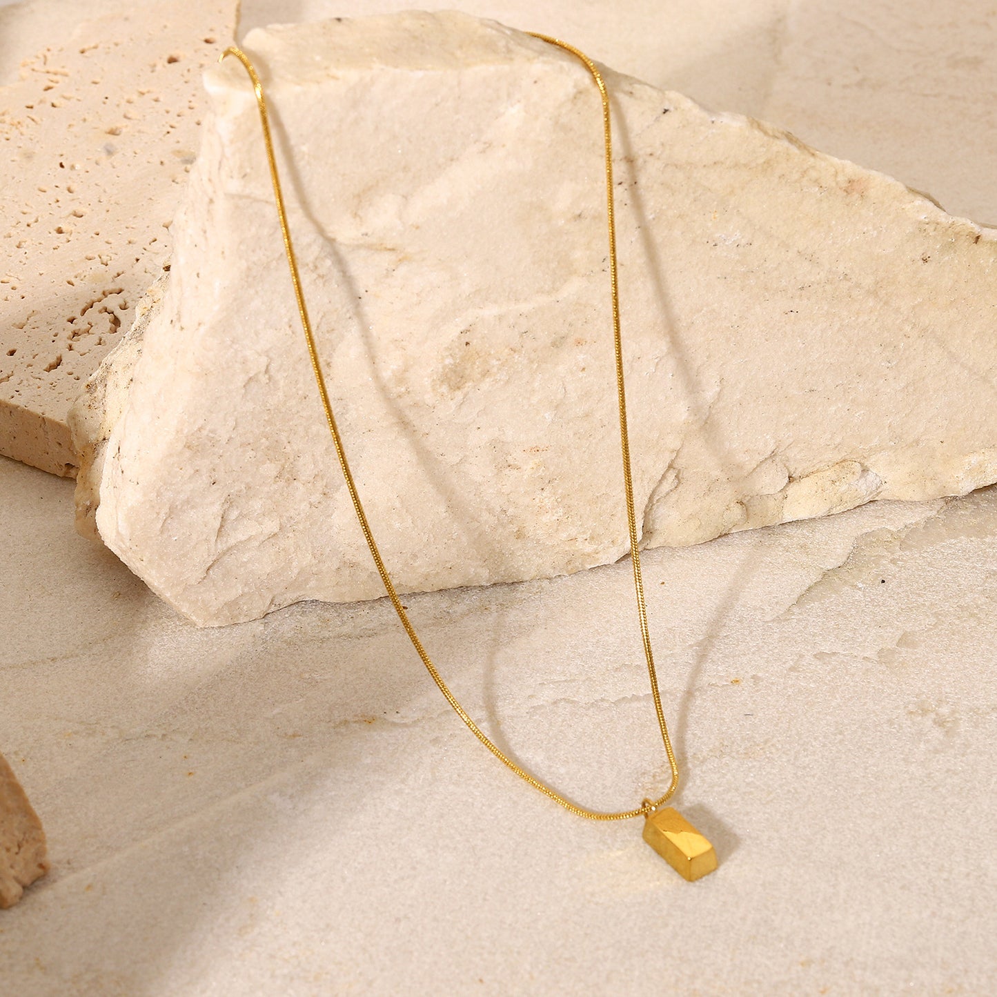 Gold Bar Pendant Necklace