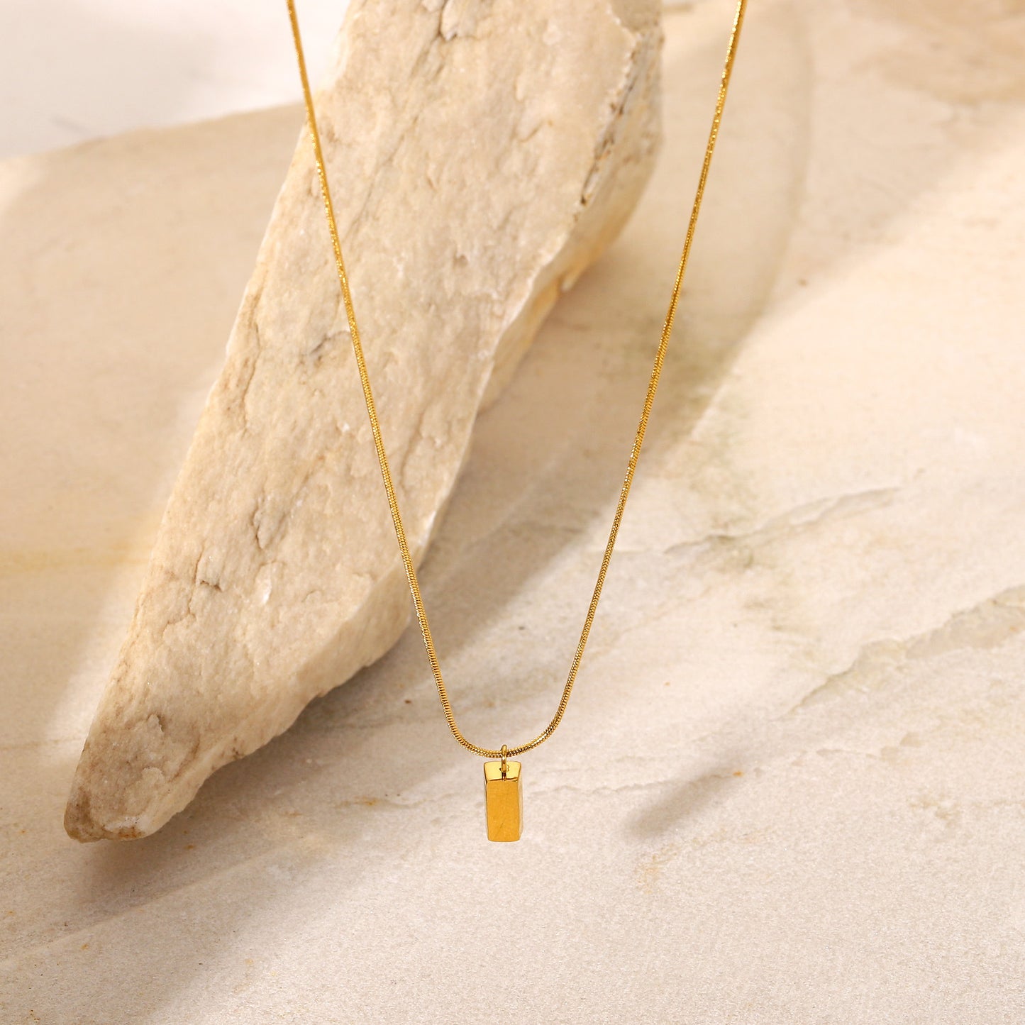 Gold Bar Pendant Necklace