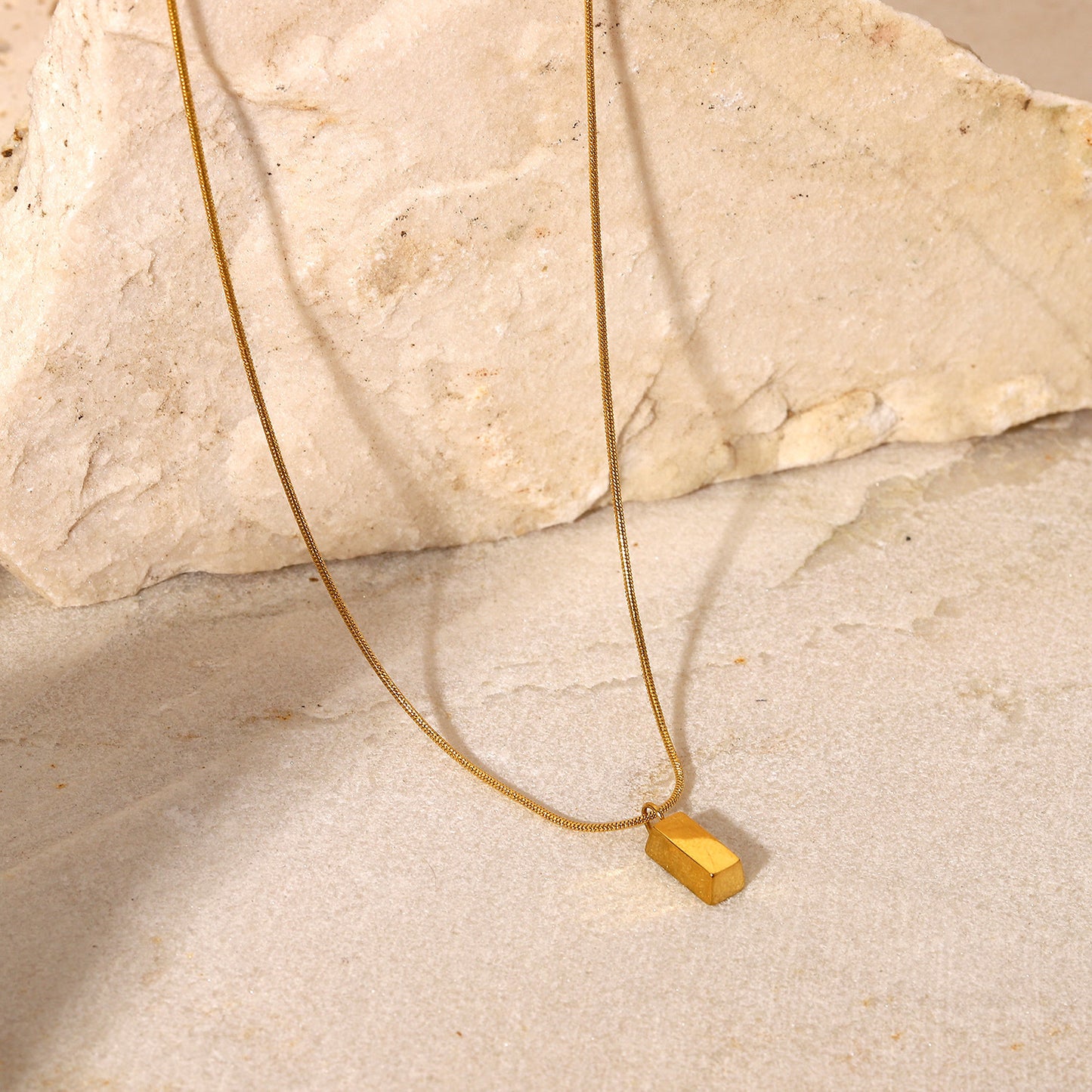 Gold Bar Pendant Necklace