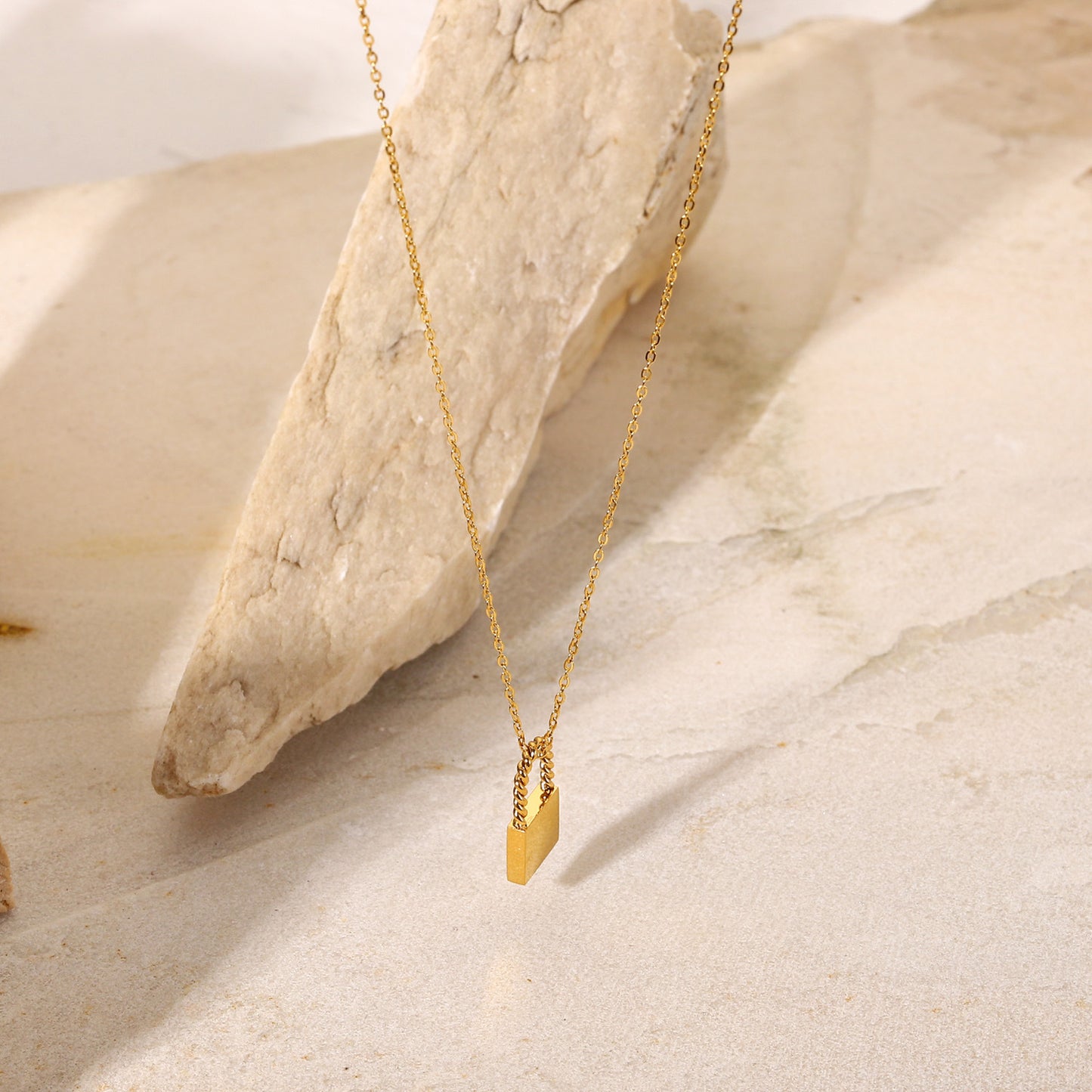 Twist Lock Pendant 18k Gold Plated Necklace