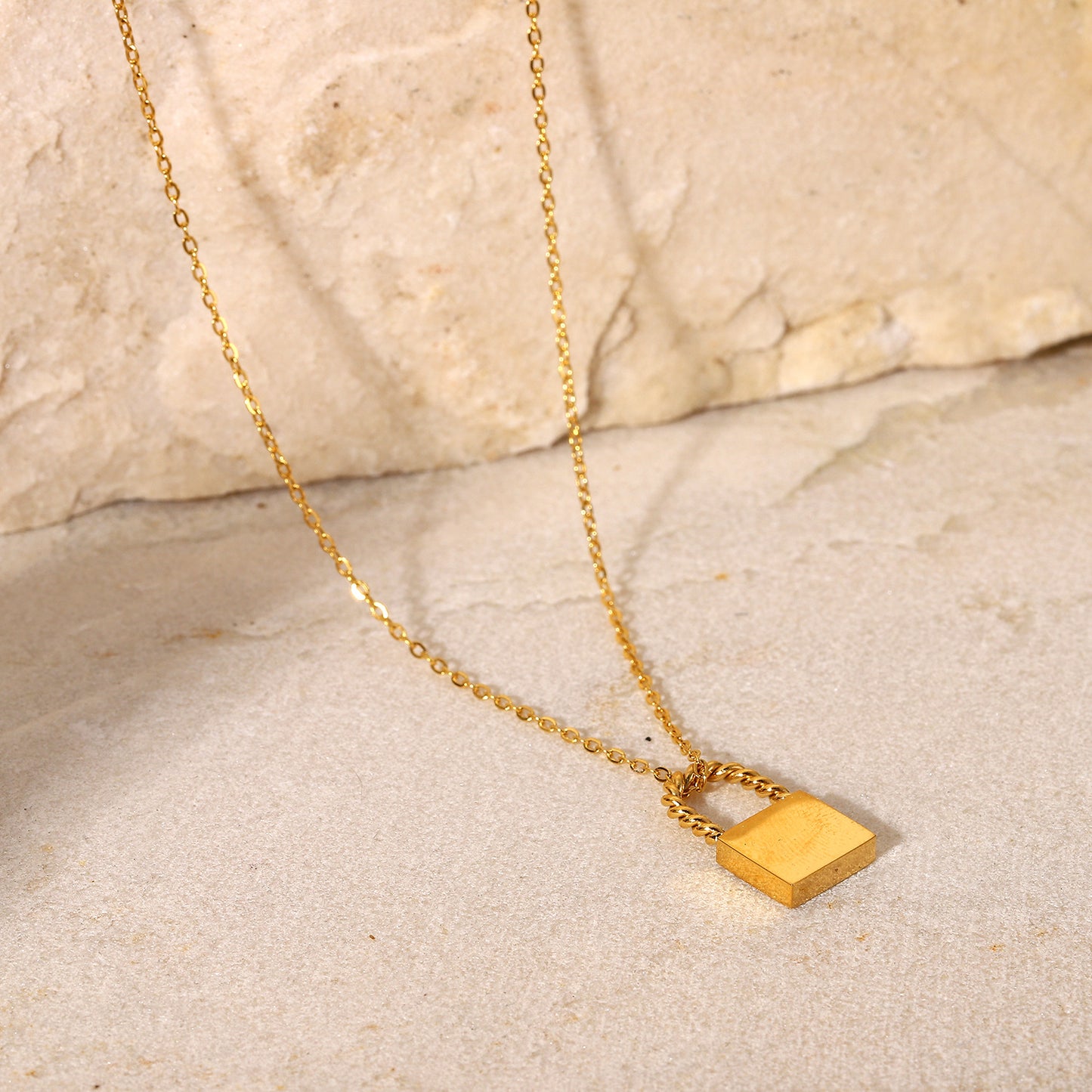 Twist Lock Pendant 18k Gold Plated Necklace