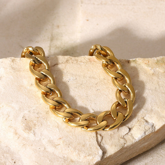 11mm Thick Chain 14K Gold-Plated Bracelet