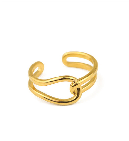 Line Knotted Gold Open Ring