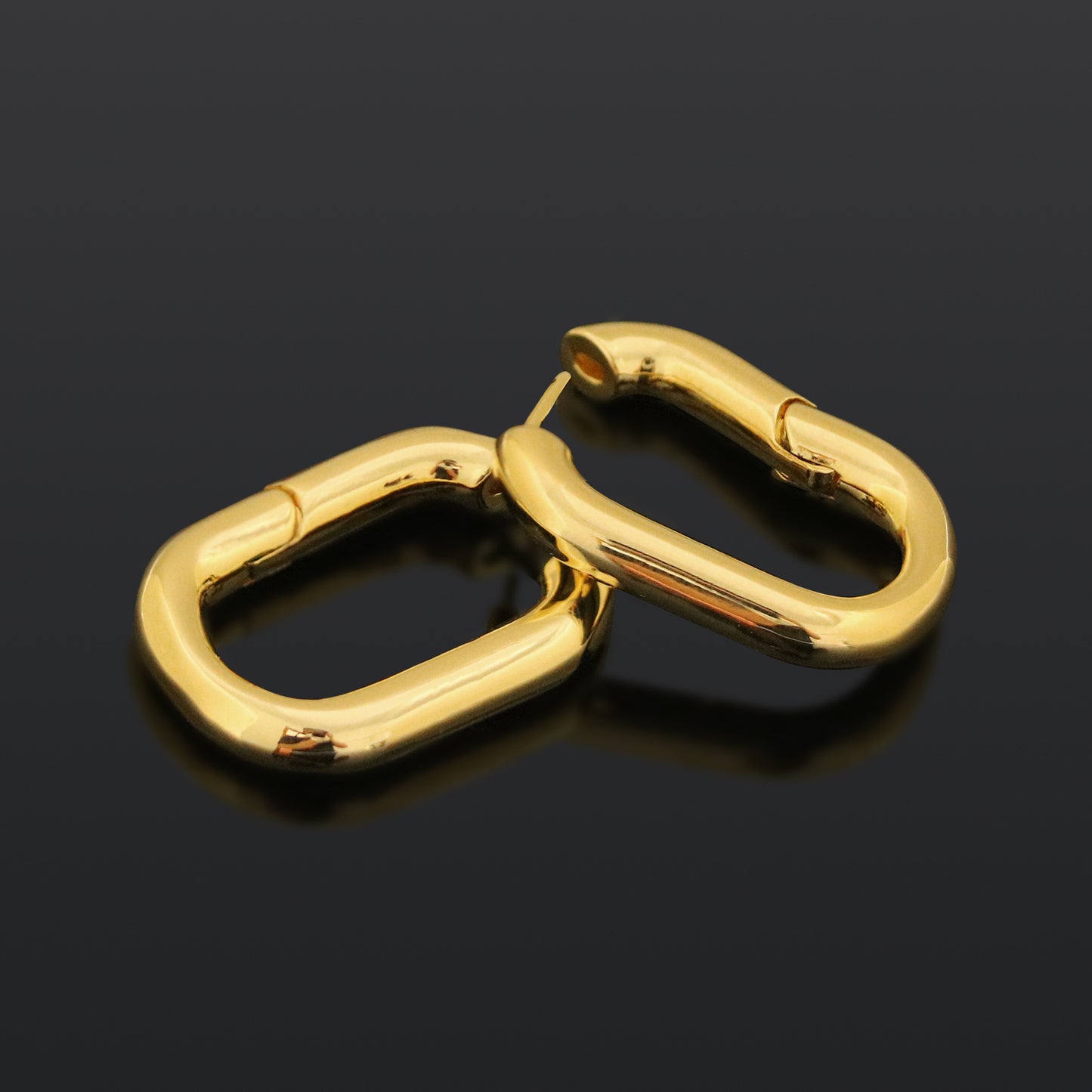 Oval Tubes Hoop Earrings 18K Gold Plated