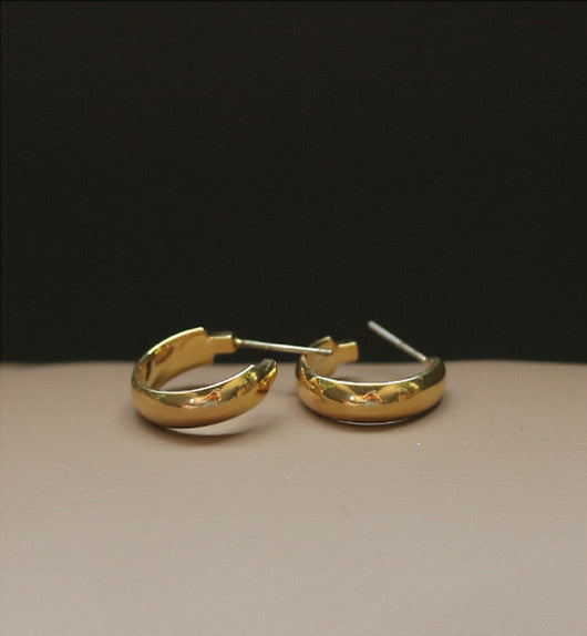 C Shaped Hoop Gold Earrings