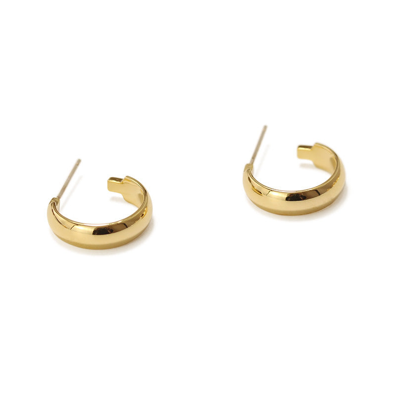 C Shaped Hoop Gold Earrings