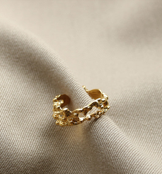 Irregular Textured Gold Open Ring