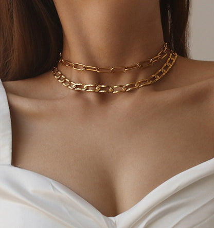 Classic Gold Chains Chocker Necklace