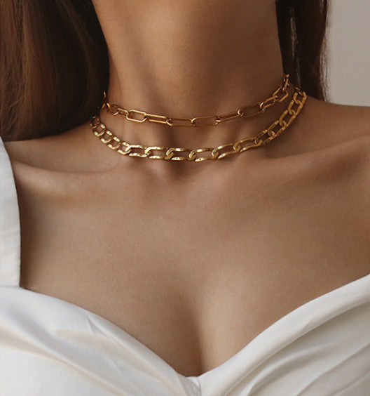 Classic Gold Chains Chocker Necklace