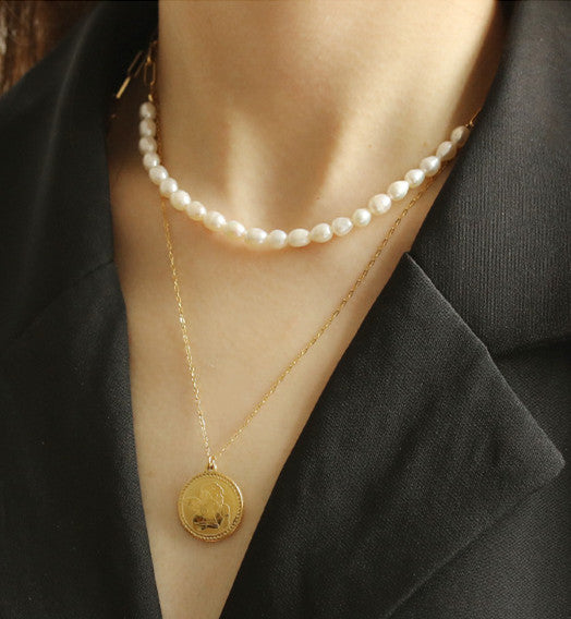 Medium Pearls 18K Gold Plated Chain Necklace