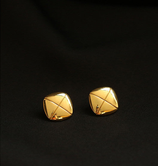 Small Square Cross Glossy Earrings