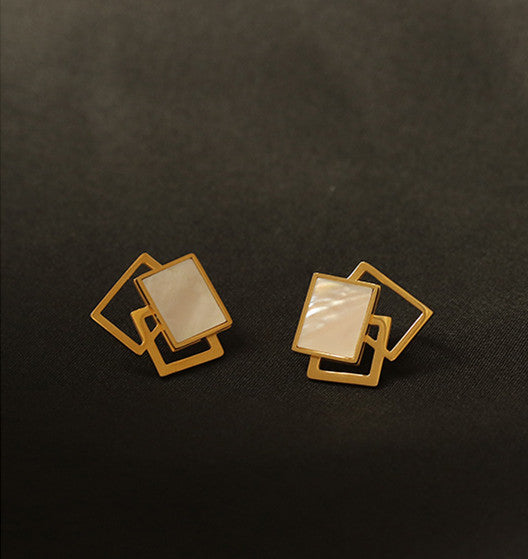 Geometric Iridescent Shell Earrings