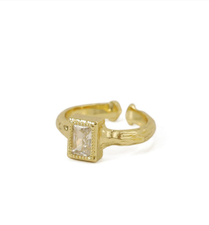 Classy Geometric Crystal Gold Ring