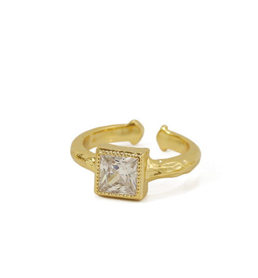 Classy Geometric Crystal Gold Ring