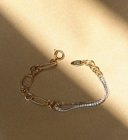 Asymmetrical Chain & Crystals Bracelet