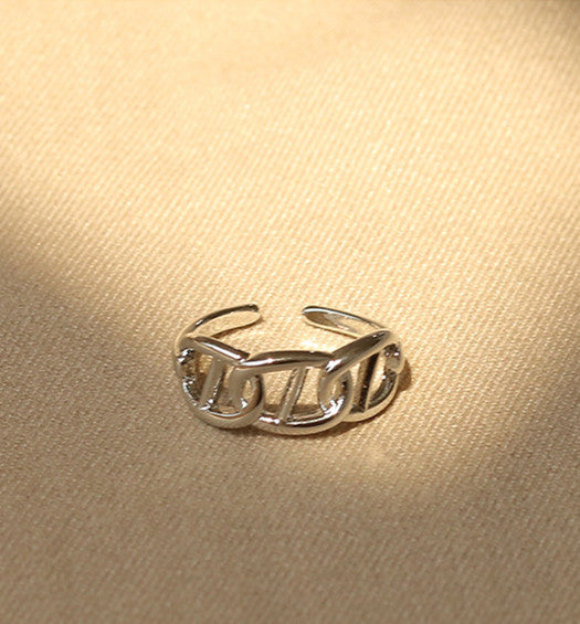 Linked Chains Silver Adjustable Ring