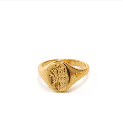 Floral Embossing Gold Ring