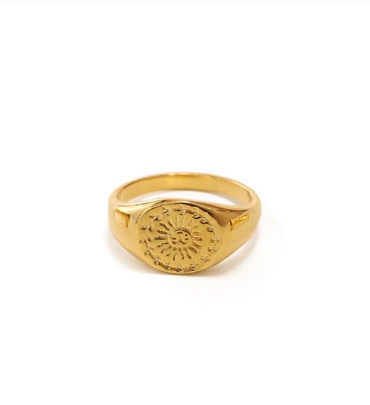 Floral Embossing Gold Ring