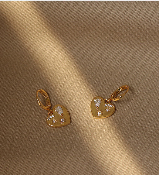 Heart Shaped 18K Gold Plated Huggies Earrings