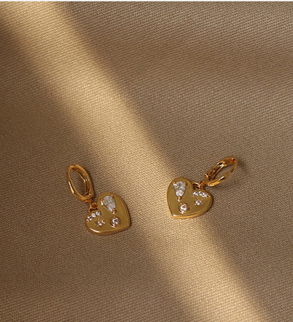 Heart Shaped 18K Gold Plated Huggies Earrings