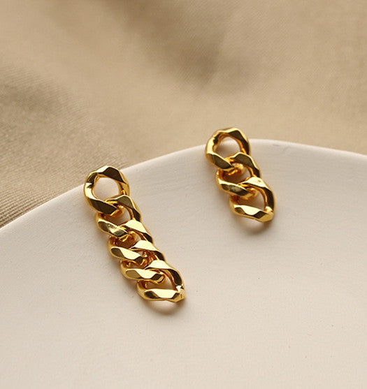 Asymmetrical Simple Chain Droop Earrings