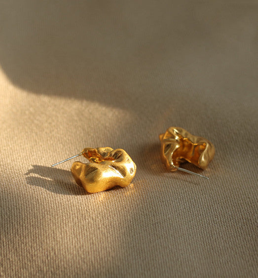 Scrunched Gold Loop Earrings