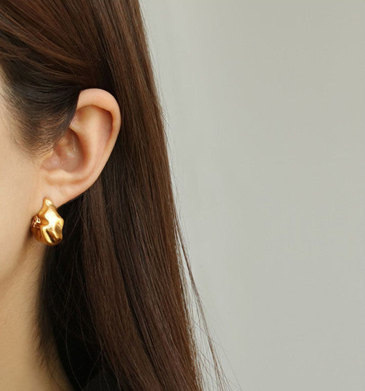 Scrunched Gold Loop Earrings