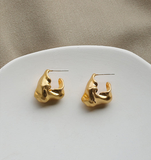 Scrunched Gold Loop Earrings