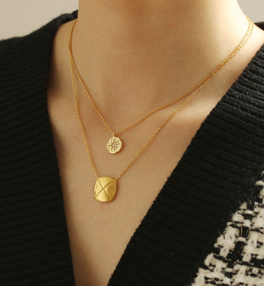 Eight Pointed Star Coin 18K Gold Plated Necklace