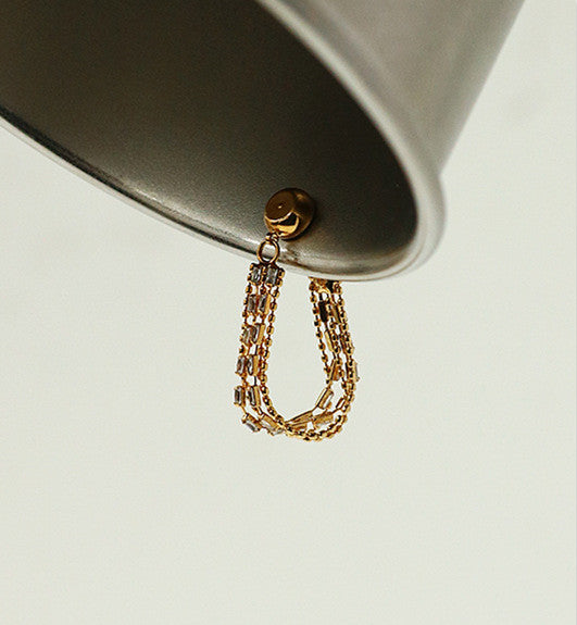 Magnetic Crystal and Gold Beaded Tassel Earring