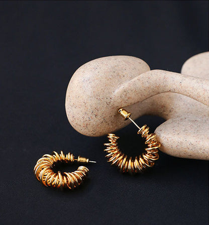 Stacked Spring Wires Gold Hoop Earrings