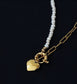 Heart Charm Asymmetrical Chain Pearl Necklace