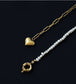 Heart Charm Asymmetrical Chain Pearl Necklace