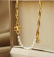 18K Gold Plated Beads & Real Pearls Necklace